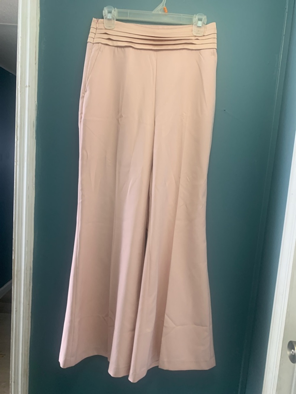 Wide Leg Flare Pants - Blush Pink